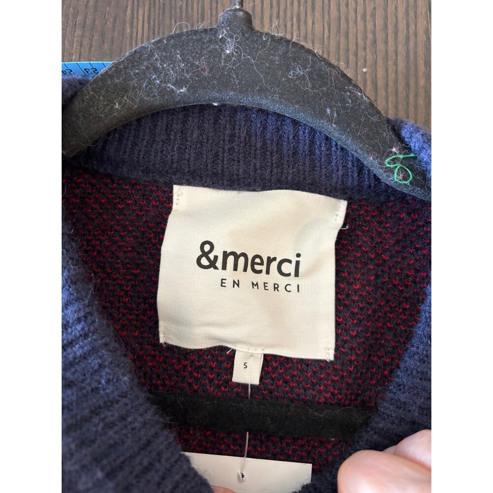 &merci Navy Dog Print Cardigan Sweater Button Front Novelty Knit NWT - Picture 3 of 5